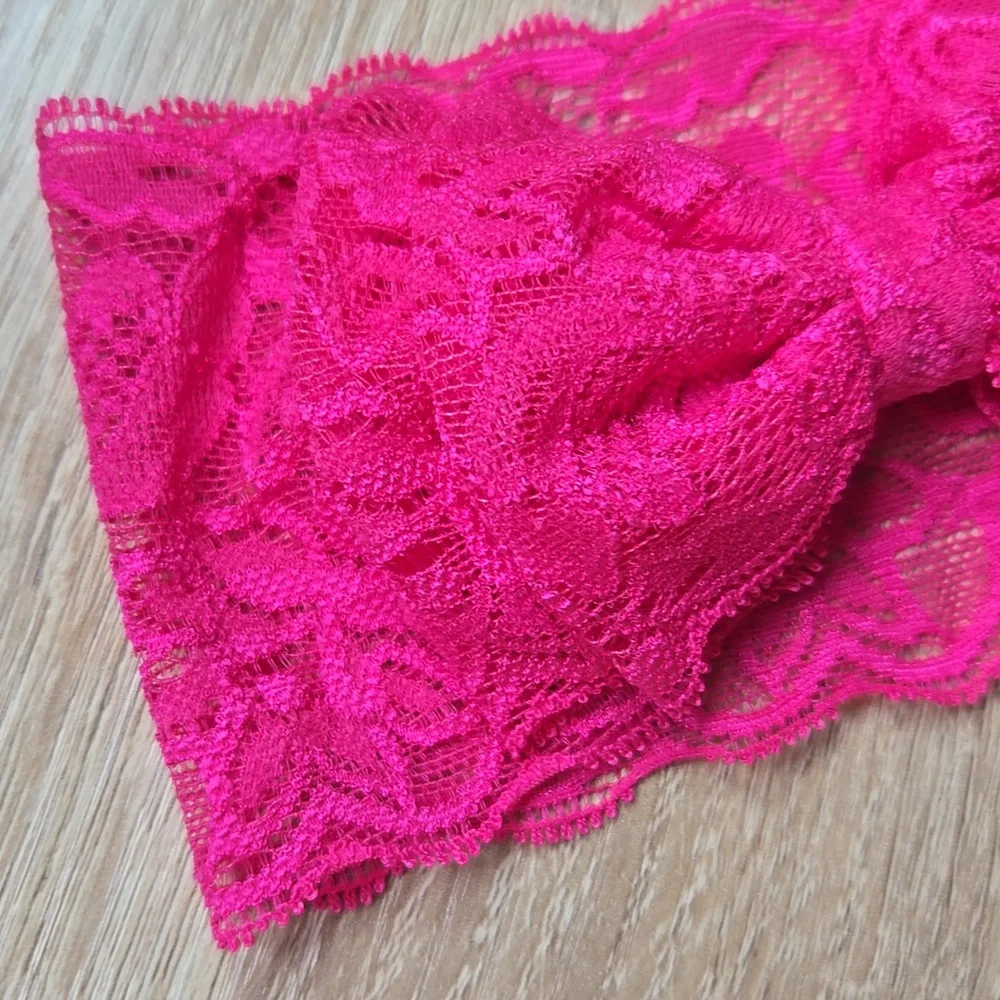 Hot Pink Lace Bowknot Headband Elastic Bow Headwrap Baby Girl Toddler Hairband